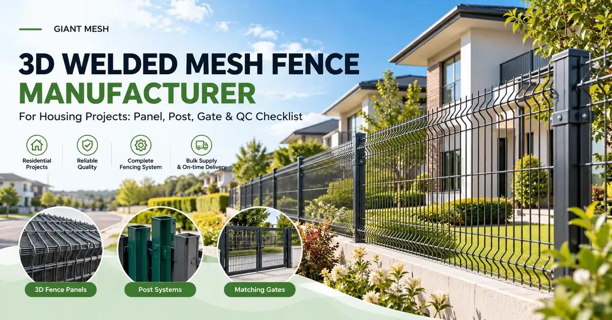 3D Welded Mesh Fence Manufacturer for Housing Projects: Panel, Post, Gate & QC Checklist