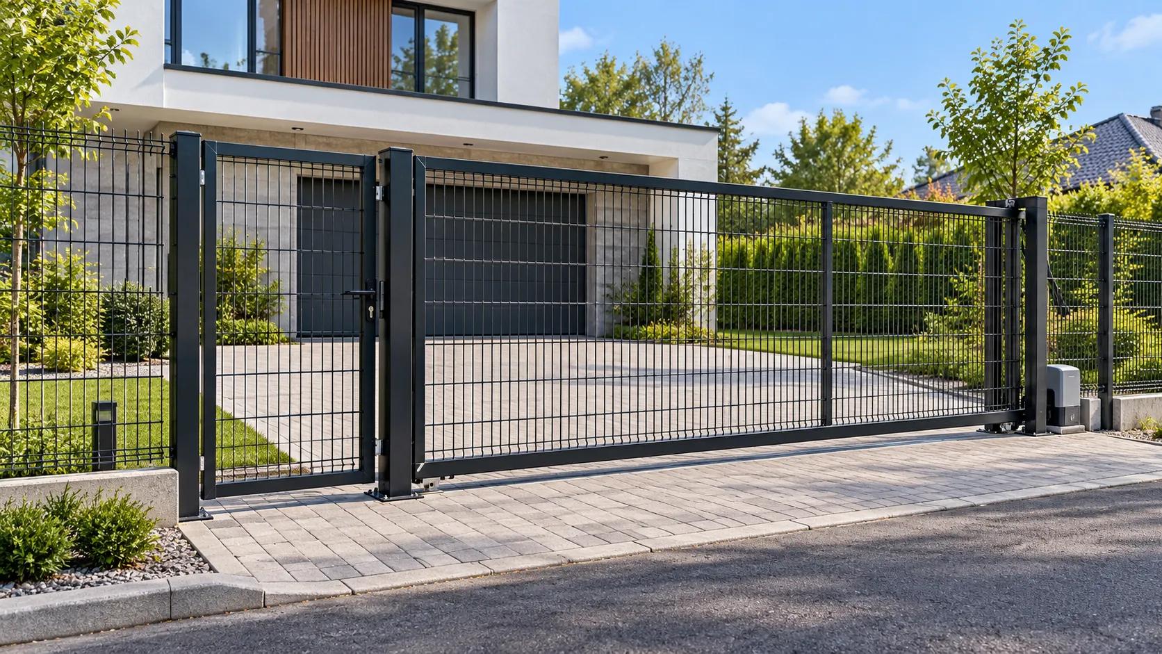 3D Fence + Pedestrian Single Gate + Vehicle Sliding Gate